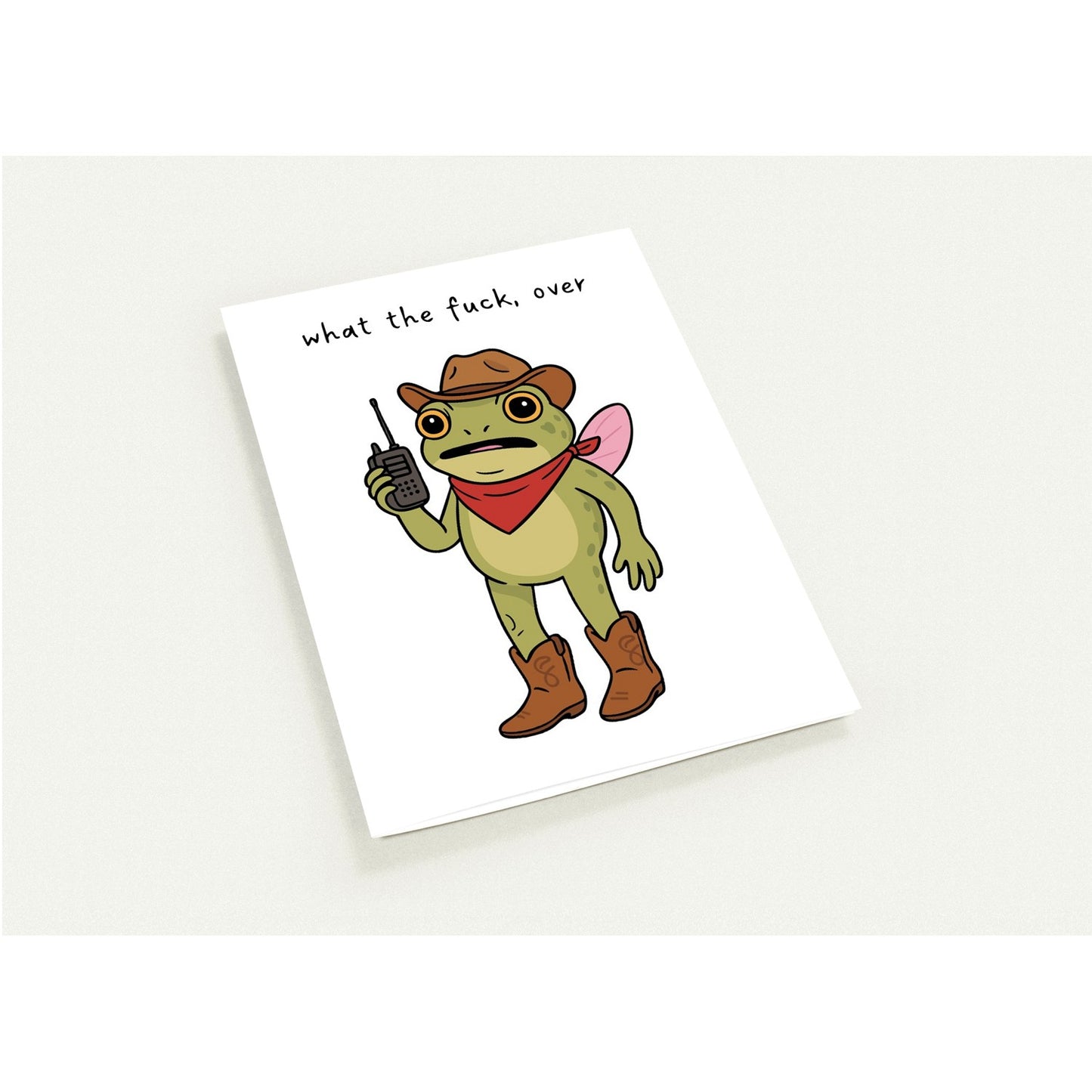 Greeting Card - Humor WTF, Over Cowboy Frog - Blank Inside