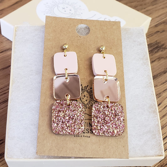 Acrylic Earrings - Ombre Trio Drops - Hypoallergenic Posts