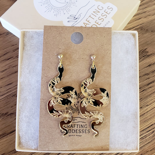 Acrylic Earrings - Animal Collection 'Floral Snakes' - Hypoallergenic Posts