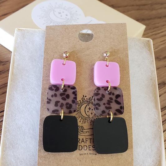 Acrylic Earrings - Ombre Trio Drops - Hypoallergenic Posts