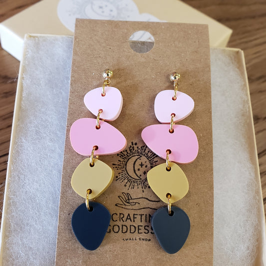 Acrylic Earrings - Ombre Organic Stone Drops - Hypoallergenic Posts