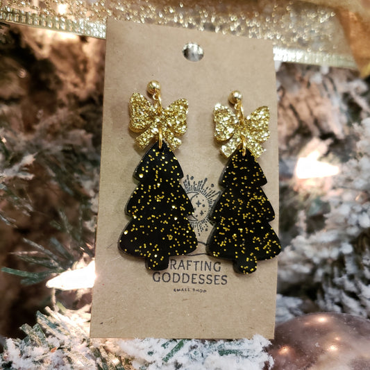 Acrylic Earrings - A Christmas Dream 'Vintage Classic Christmas Trees' - Hypoallergenic Posts