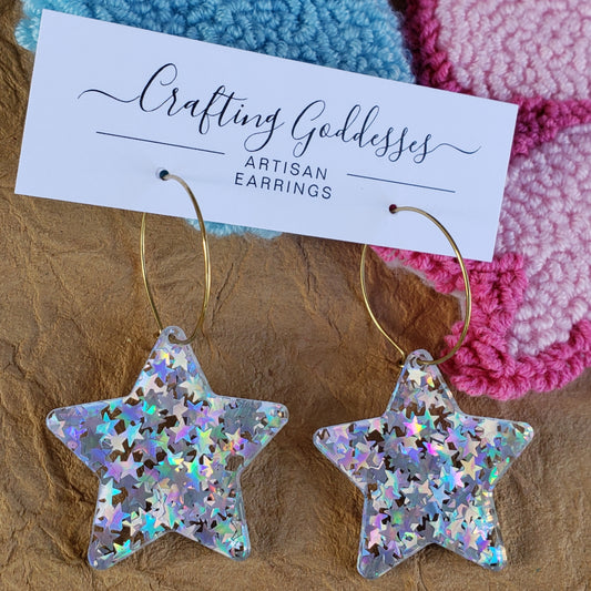 Acrylic Earrings - 'Shooting Star' Hoops