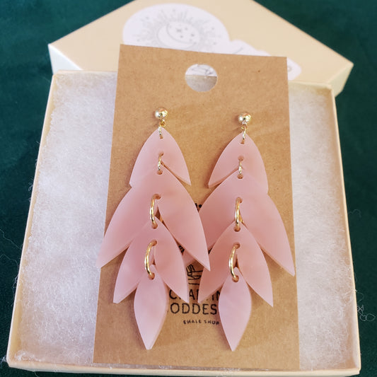 Acrylic Earrings - Quartz 'Rose' - Hypoallergenic Posts